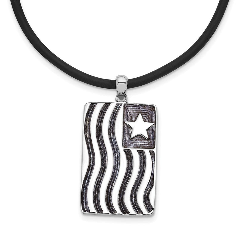 Sterlingsilber Sentimental Expressions Rhodiniert Waves Of Pride 22 Zoll Gummi Kordel mit 2 Zoll Verlängerung Halskette