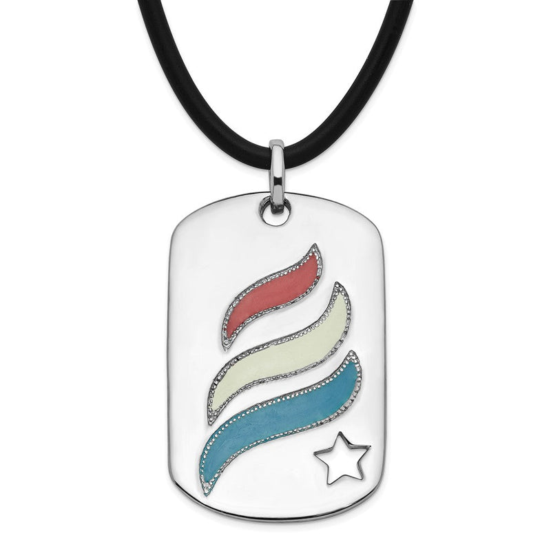 Sterlingsilber Sentimental Expressions Poliert & Emailliert Embrace Hoffnung Dogtag Gummi Kordel mit 2 Zoll Verlängerung Halskette