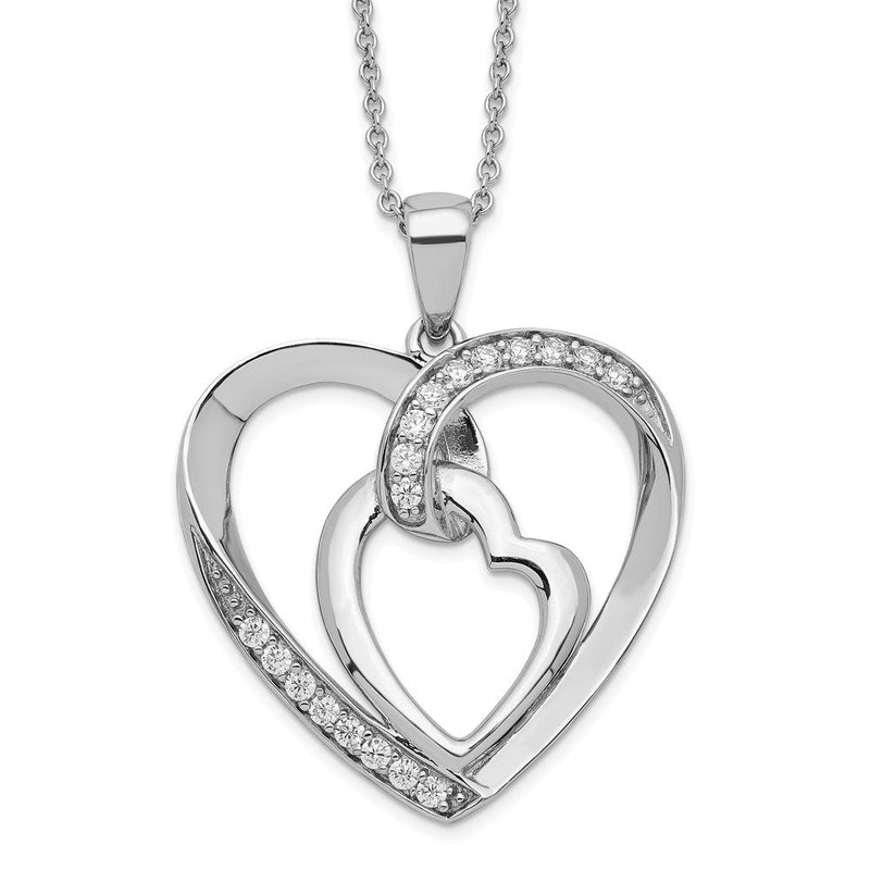 Sterlingsilber Sentimental Expressions Rhodiniert Innerconnected Zirkonia My Herz To Yours 18 Zoll Halskette mit Poem Card