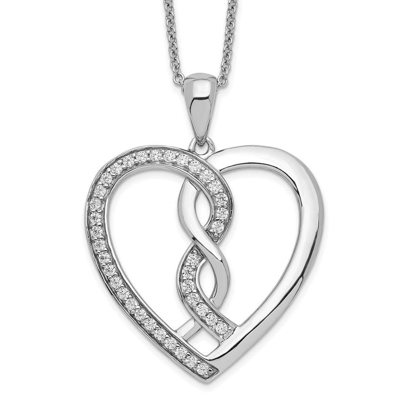 Sterlingsilber Sentimental Expressions Rhodiniert Zirkonia Herzen Joined Zusammen 18 Zoll Halskette mit Poem Card