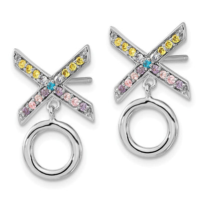 Sterlingsilber Sentimental Expressions Poliert Mehrfarbig Zirkonia Liebe & Kisses Stecker Ohrhänger