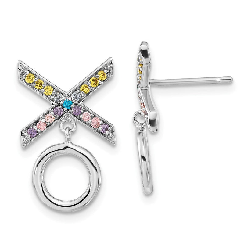 Sterlingsilber Sentimental Expressions Poliert Mehrfarbig Zirkonia Liebe & Kisses Stecker Ohrhänger