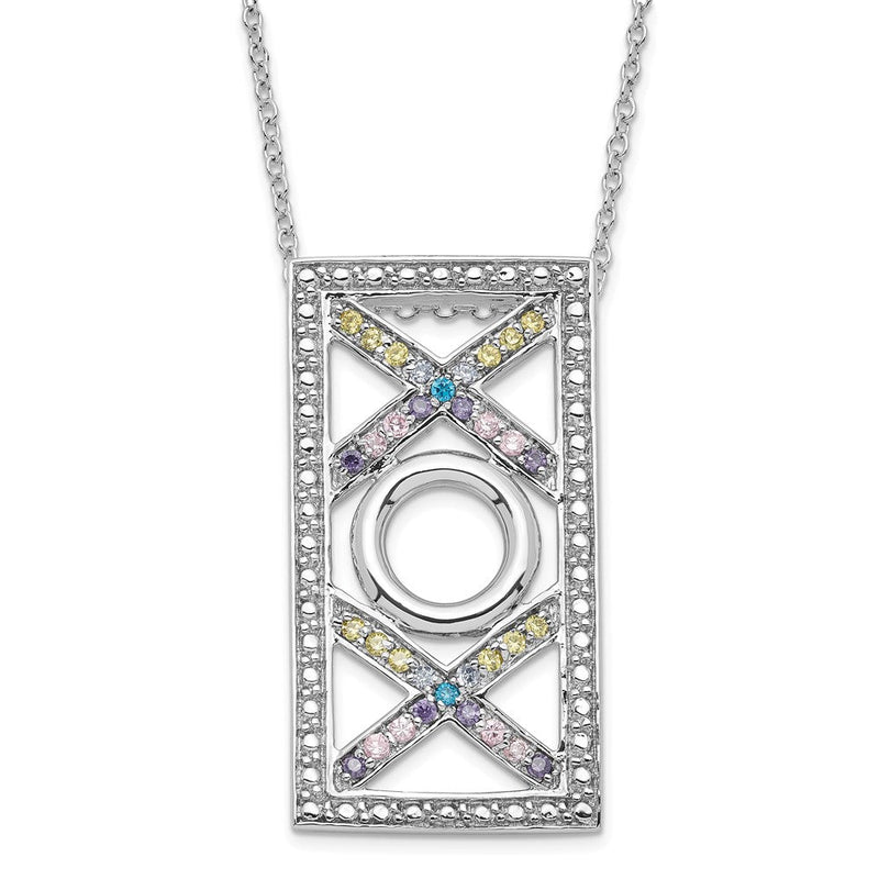Sterlingsilber Sentimental Expressions Poliert Mehrfarbig Zirkonia Liebe und Kisses Halskette