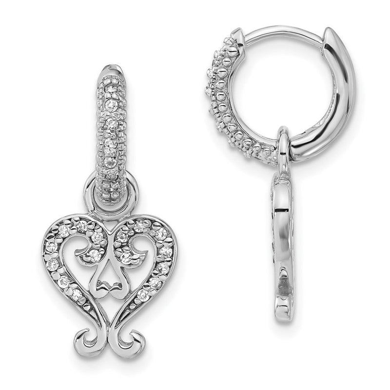 Sterlingsilber Sentimental Expressions Poliert Zirkonia Herz Charm Creole Ohrhänger