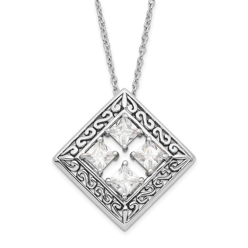 Sterlingsilber Antikisiert Zirkonia Cornerstones Of Integrity Halskette
