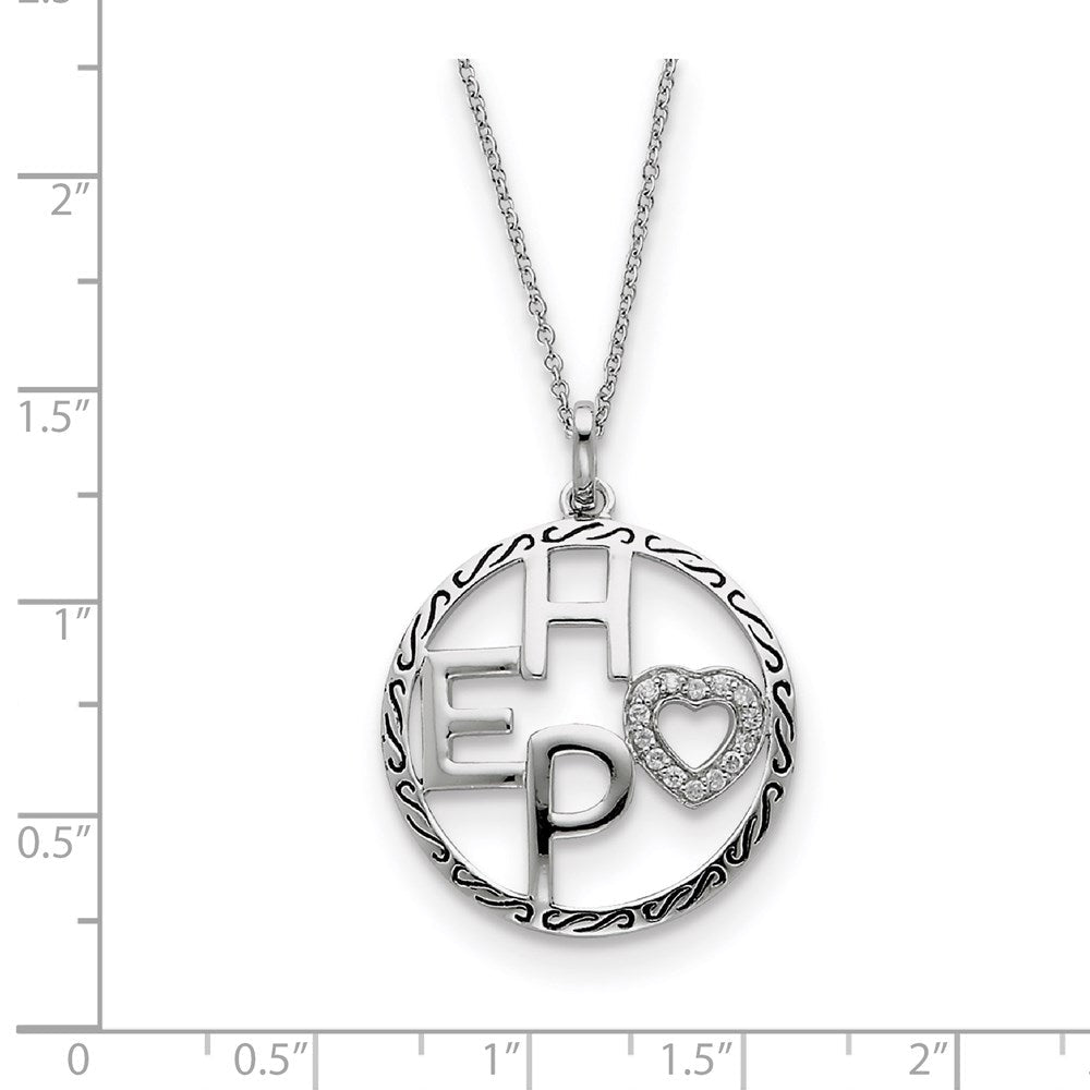 Sterlingsilber Antikisiert Zirkonia Hoffnung 18 Zoll Halskette