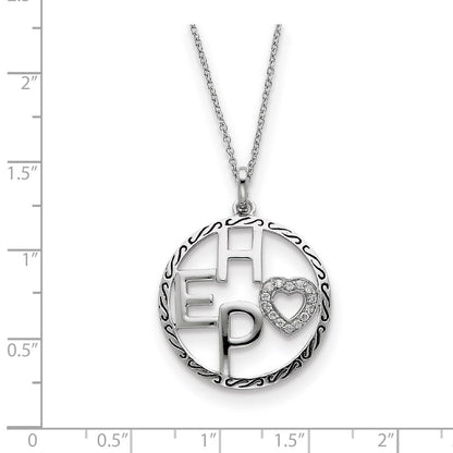 Sterlingsilber Antikisiert Zirkonia Hoffnung 18 Zoll Halskette