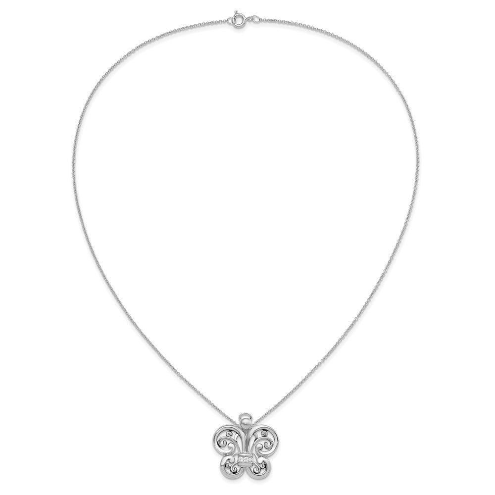 Sterlingsilber Sentimental Expressions Rhodiniert Antikisiert Zirkonia Engel Of Courage 18 Zoll Halskette