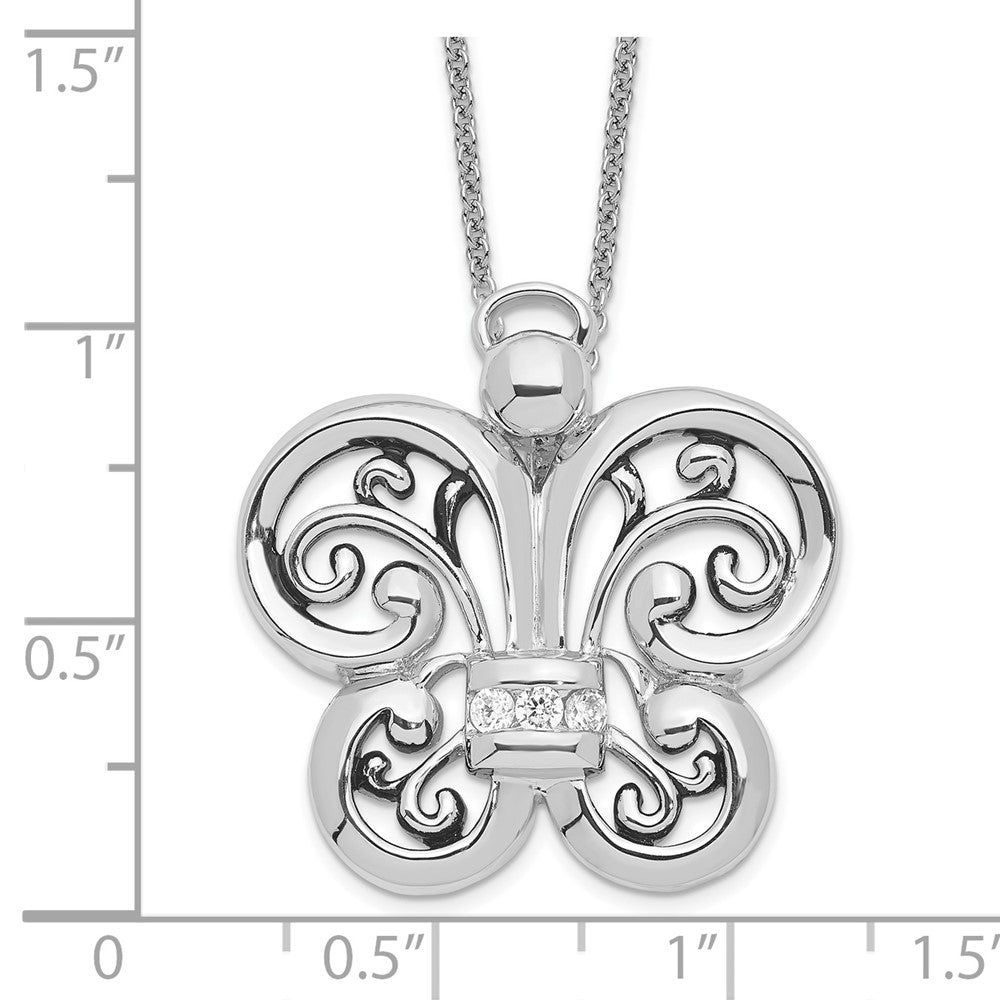 Sterlingsilber Sentimental Expressions Rhodiniert Antikisiert Zirkonia Engel Of Courage 18 Zoll Halskette
