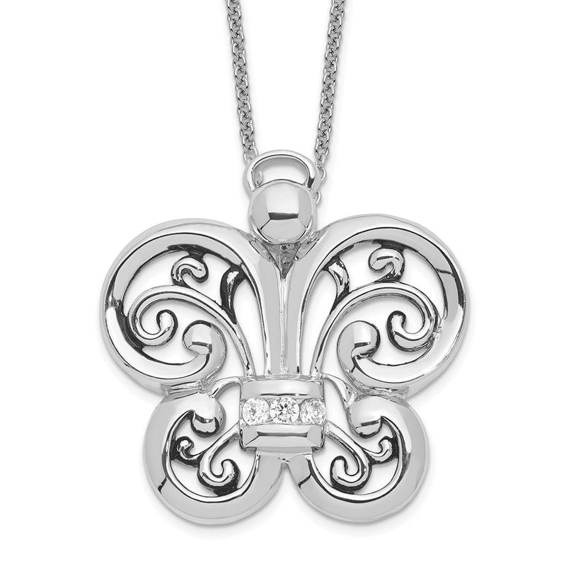 Sterlingsilber Sentimental Expressions Rhodiniert Antikisiert Zirkonia Engel Of Courage 18 Zoll Halskette