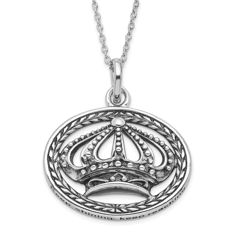 Sterlingsilber Sentimental Expressions Poliert & Antikisiert Keep Shining, Reaching Krone Halskette
