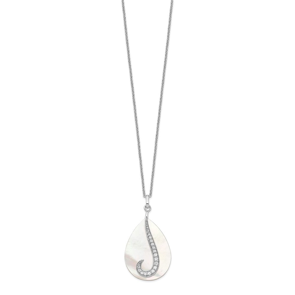 Sterlingsilber Sentimental Expressions Rhodiniert Perlmutt Zirkonia Tear From Heaven 18 Zoll Halskette