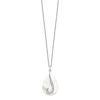 Sterlingsilber Sentimental Expressions Rhodiniert Perlmutt Zirkonia Tear From Heaven 18 Zoll Halskette
