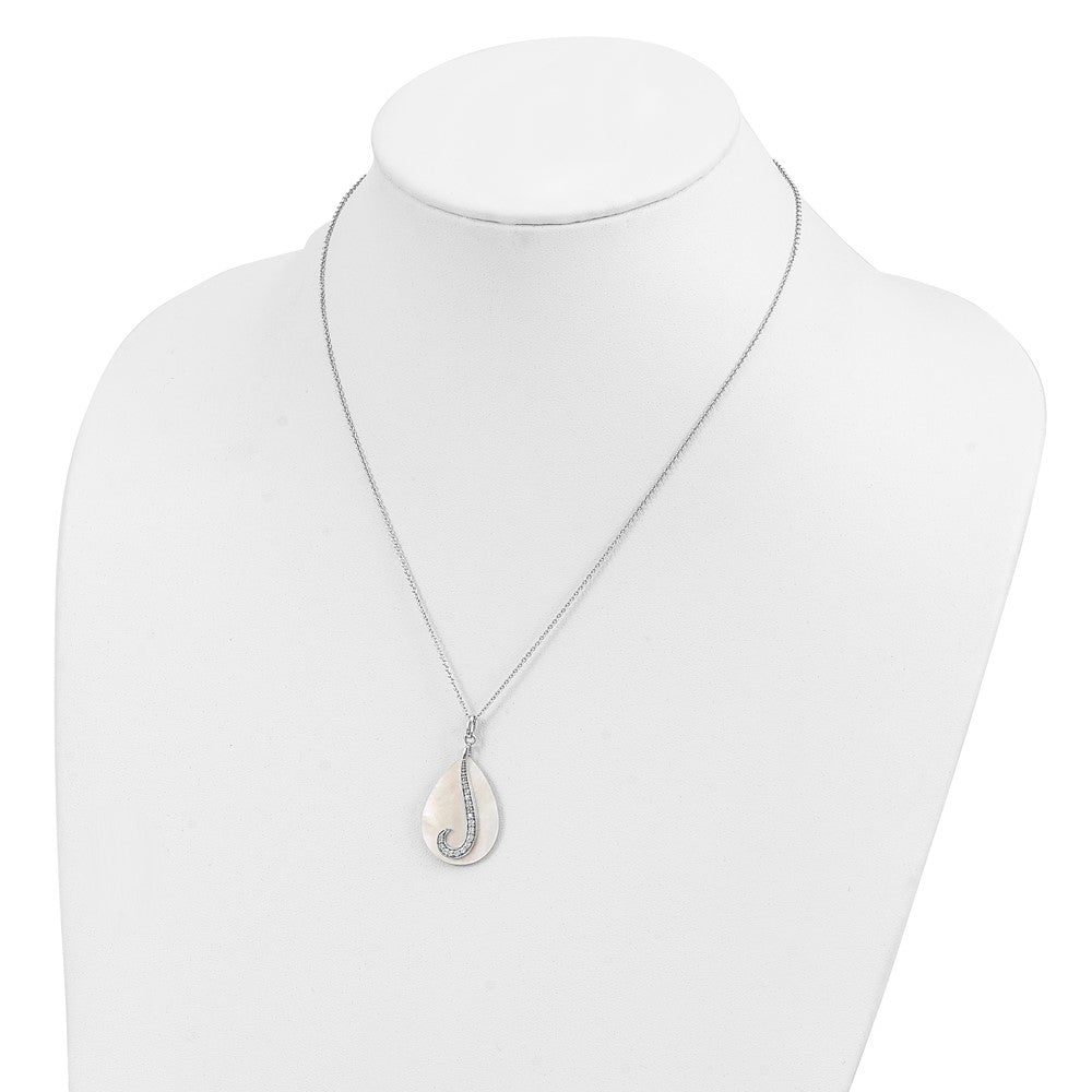 Sterlingsilber Sentimental Expressions Rhodiniert Perlmutt Zirkonia Tear From Heaven 18 Zoll Halskette