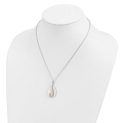 Sterlingsilber Sentimental Expressions Rhodiniert Perlmutt Zirkonia Tear From Heaven 18 Zoll Halskette