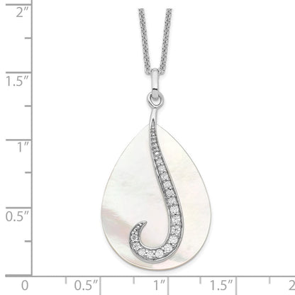 Sterlingsilber Sentimental Expressions Rhodiniert Perlmutt Zirkonia Tear From Heaven 18 Zoll Halskette