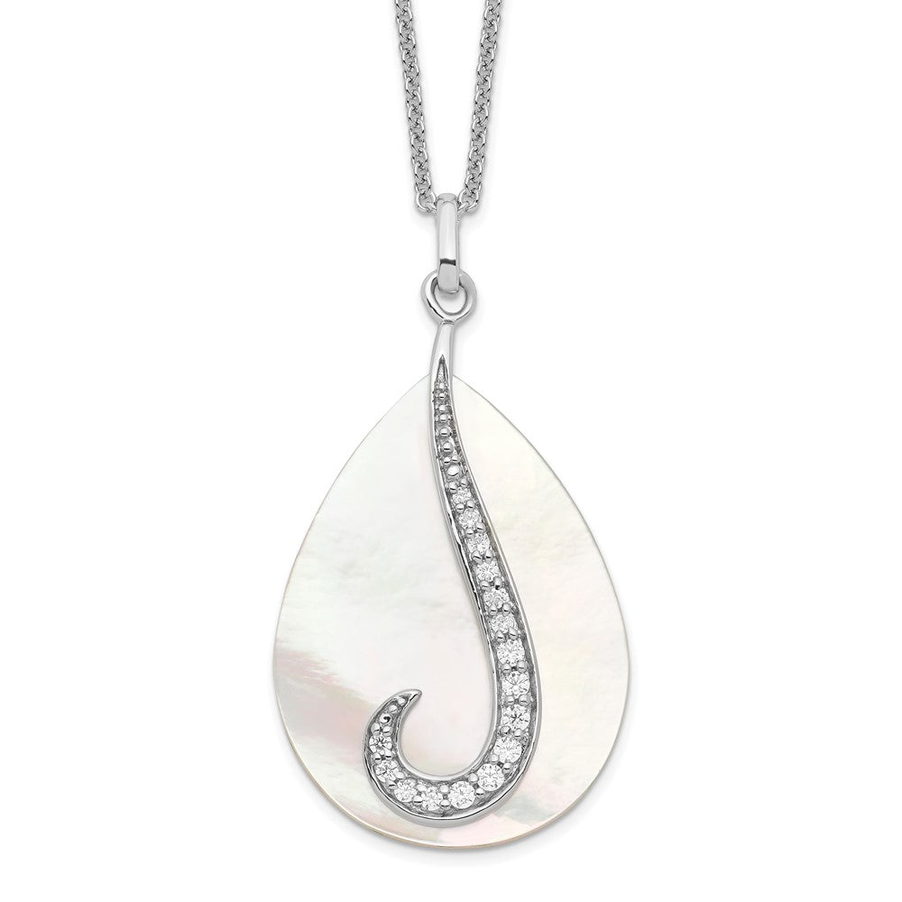 Sterlingsilber Sentimental Expressions Rhodiniert Perlmutt Zirkonia Tear From Heaven 18 Zoll Halskette