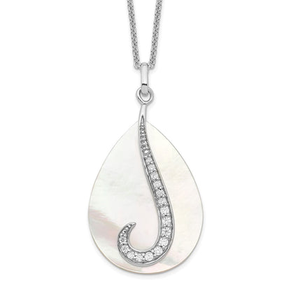 Sterlingsilber Sentimental Expressions Rhodiniert Perlmutt Zirkonia Tear From Heaven 18 Zoll Halskette
