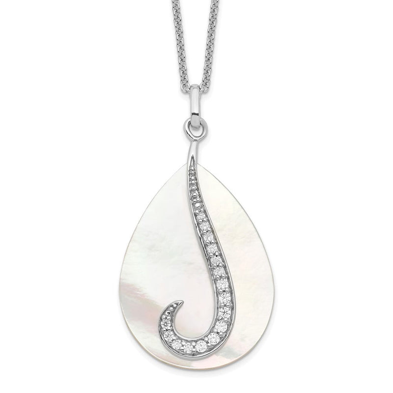 Sterlingsilber Sentimental Expressions Rhodiniert Perlmutt Zirkonia Tear From Heaven 18 Zoll Halskette