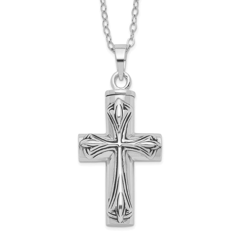 Sterlingsilber Sentimental Expressions Rhodiniert Antikisiert Kreuz Ash Halter 18 Zoll Halskette