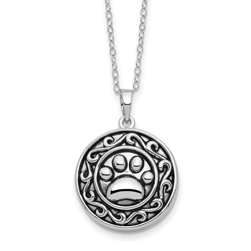 Sterlingsilber Sentimental Expressions Rhodiniert Antikisiert Paw Ash Halter 18 Zoll Halskette