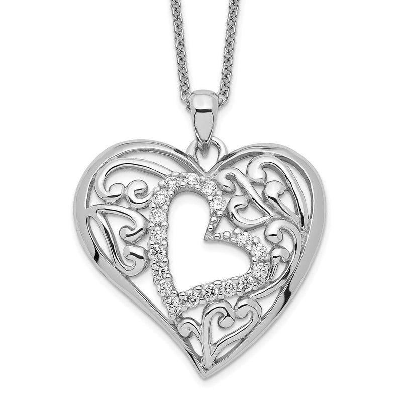 Sterlingsilber Sentimental Expressions Rhodiniert Zirkonia für Immer in My Herz 18 Zoll Halskette mit Poem Card