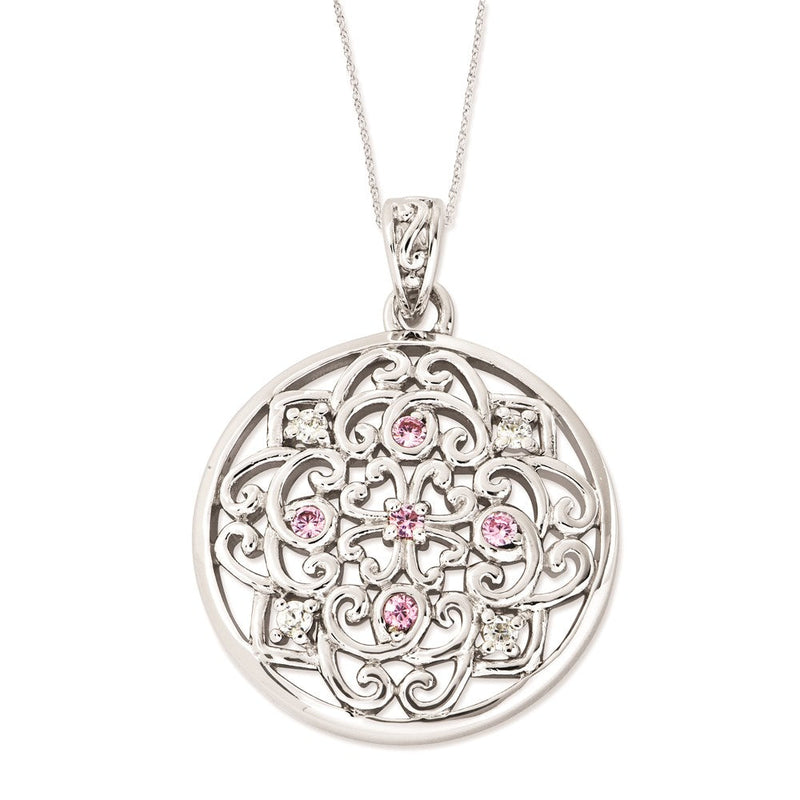 Sterlingsilber Zirkonia Liebe Binds Us Zusammen 18 Zoll Halskette