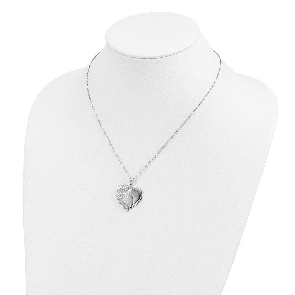 Sterlingsilber Sentimental Expressions Rhodiniert Zirkonia My Tochter, Herz Treasure 18 Zoll Halskette