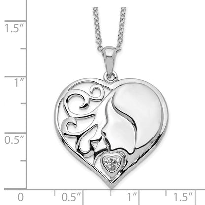 Sterlingsilber Sentimental Expressions Rhodiniert Zirkonia My Tochter, Herz Treasure 18 Zoll Halskette