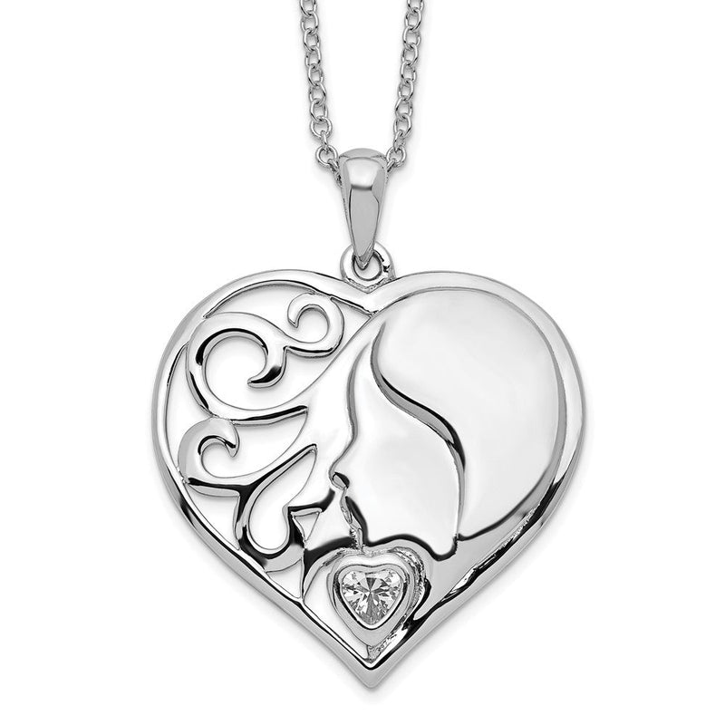 Sterlingsilber Sentimental Expressions Rhodiniert Zirkonia My Tochter, Herz Treasure 18 Zoll Halskette