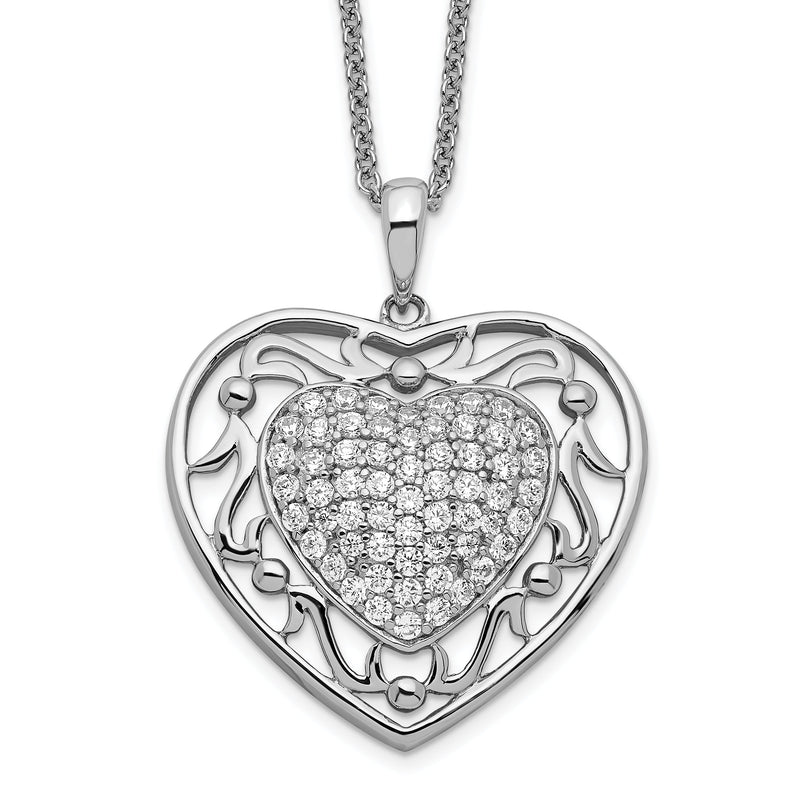 Sterlingsilber Sentimental Expressions Rhodiniert Antikisiert Zirkonia To My Granddaughter 18 Zoll Herz Halskette