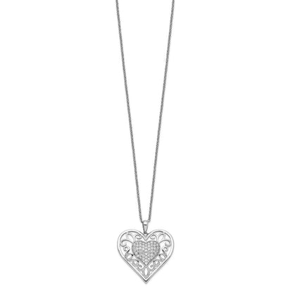 Sterlingsilber Sentimental Expressions Rhodiniert Antikisiert Zirkonia To My Tochter 18 Zoll Herz Halskette