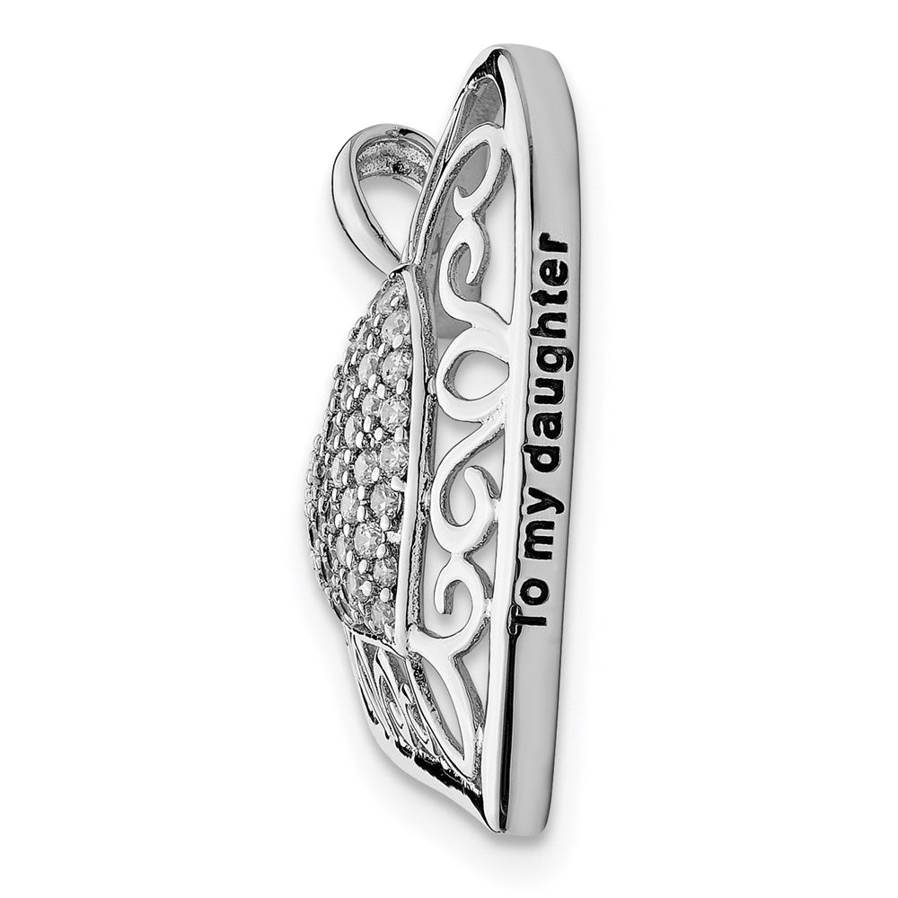 Sterlingsilber Sentimental Expressions Rhodiniert Antikisiert Zirkonia To My Tochter 18 Zoll Herz Halskette