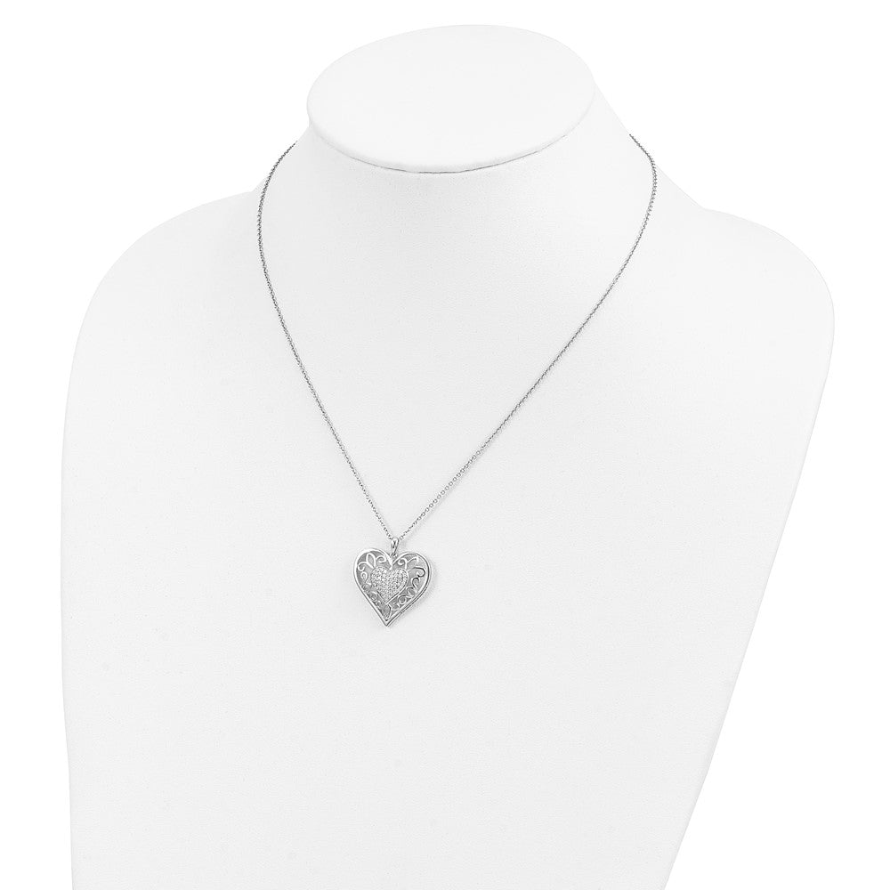 Sterlingsilber Sentimental Expressions Rhodiniert Antikisiert Zirkonia To My Tochter 18 Zoll Herz Halskette