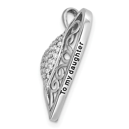 Sterlingsilber Sentimental Expressions Rhodiniert Antikisiert Zirkonia To My Tochter 18 Zoll Herz Halskette
