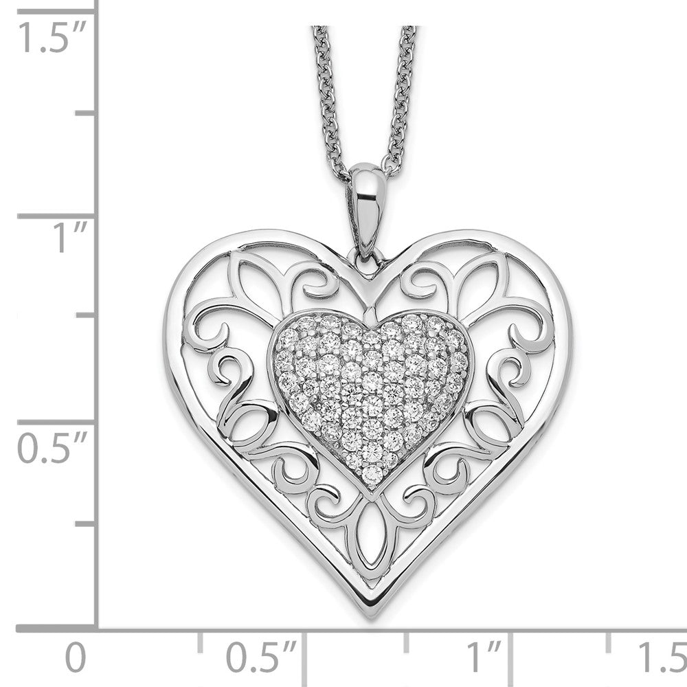 Sterlingsilber Sentimental Expressions Rhodiniert Antikisiert Zirkonia To My Tochter 18 Zoll Herz Halskette
