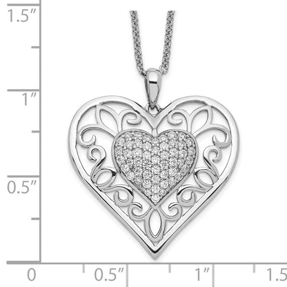 Sterlingsilber Sentimental Expressions Rhodiniert Antikisiert Zirkonia To My Tochter 18 Zoll Herz Halskette