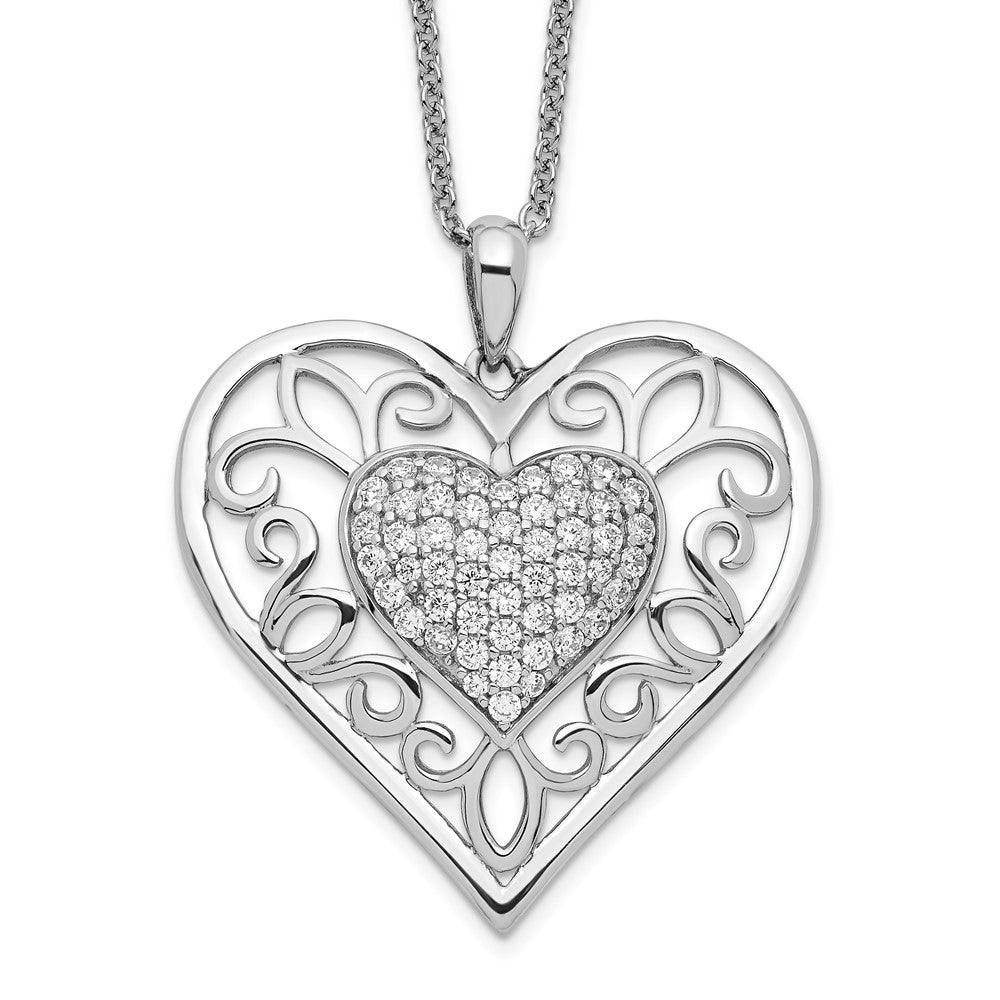 Sterlingsilber Sentimental Expressions Rhodiniert Antikisiert Zirkonia To My Tochter 18 Zoll Herz Halskette