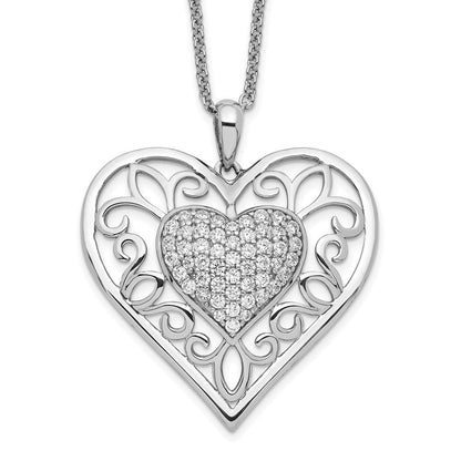 Sterlingsilber Sentimental Expressions Rhodiniert Antikisiert Zirkonia To My Tochter 18 Zoll Herz Halskette