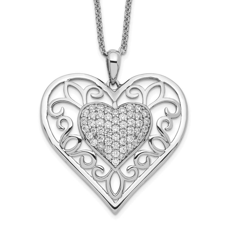 Sterlingsilber Sentimental Expressions Rhodiniert Antikisiert Zirkonia To My Tochter 18 Zoll Herz Halskette