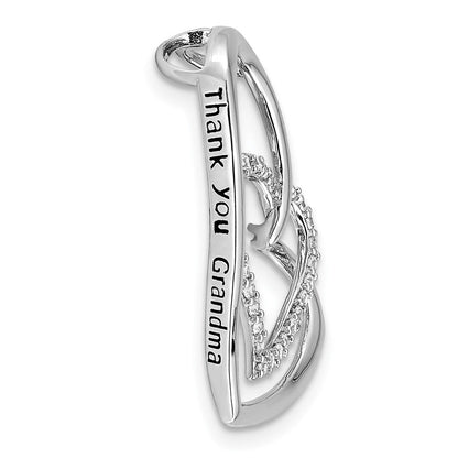 Sterlingsilber Sentimental Expressions Rhodiniert Antikisiert Zirkonia Thank You Oma 18 Zoll Herzen Halskette