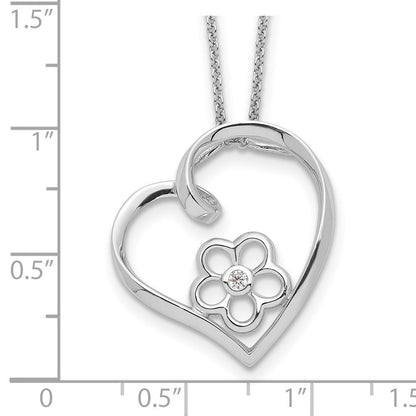 Sterlingsilber Sentimental Expressions Rhodiniert Zirkonia My Special Nichte 18 Zoll Blume in Herz Halskette