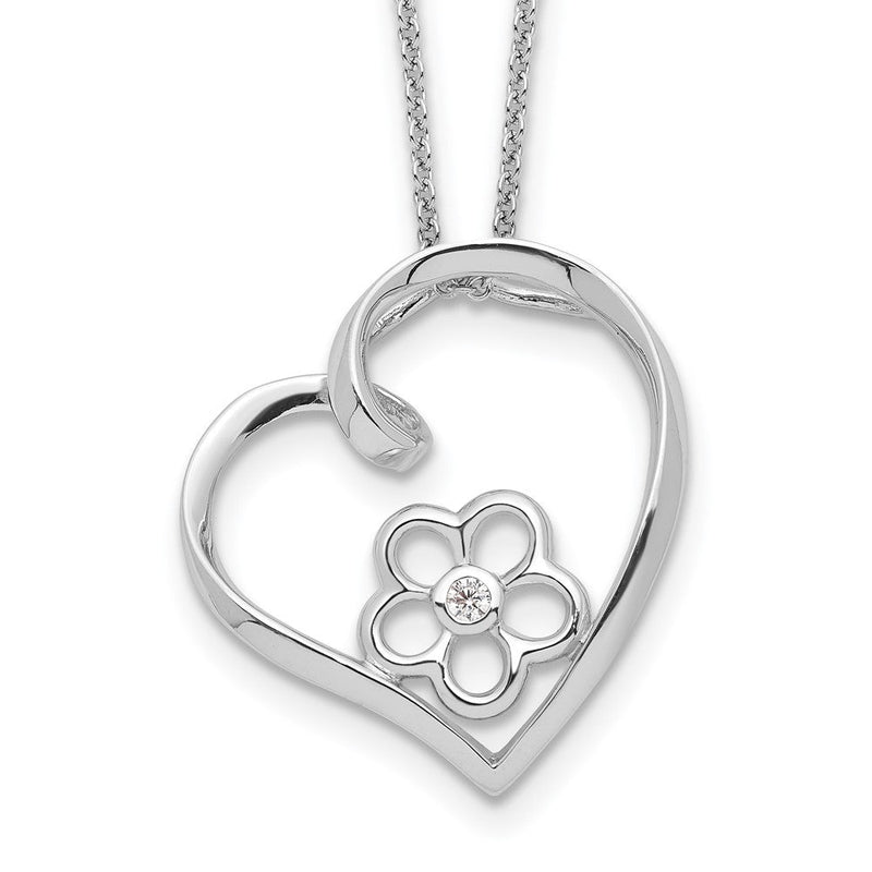 Sterlingsilber Sentimental Expressions Rhodiniert Zirkonia My Special Nichte 18 Zoll Blume in Herz Halskette