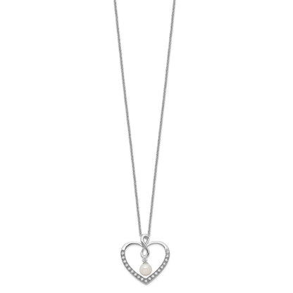 Sterlingsilber Sentimental Expressions Rhodiniert Zirkonia und Fw Zuchtperle My Freund 18 Zoll Herz Halskette