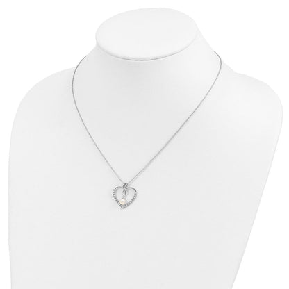Sterlingsilber Sentimental Expressions Rhodiniert Zirkonia und Fw Zuchtperle My Freund 18 Zoll Herz Halskette