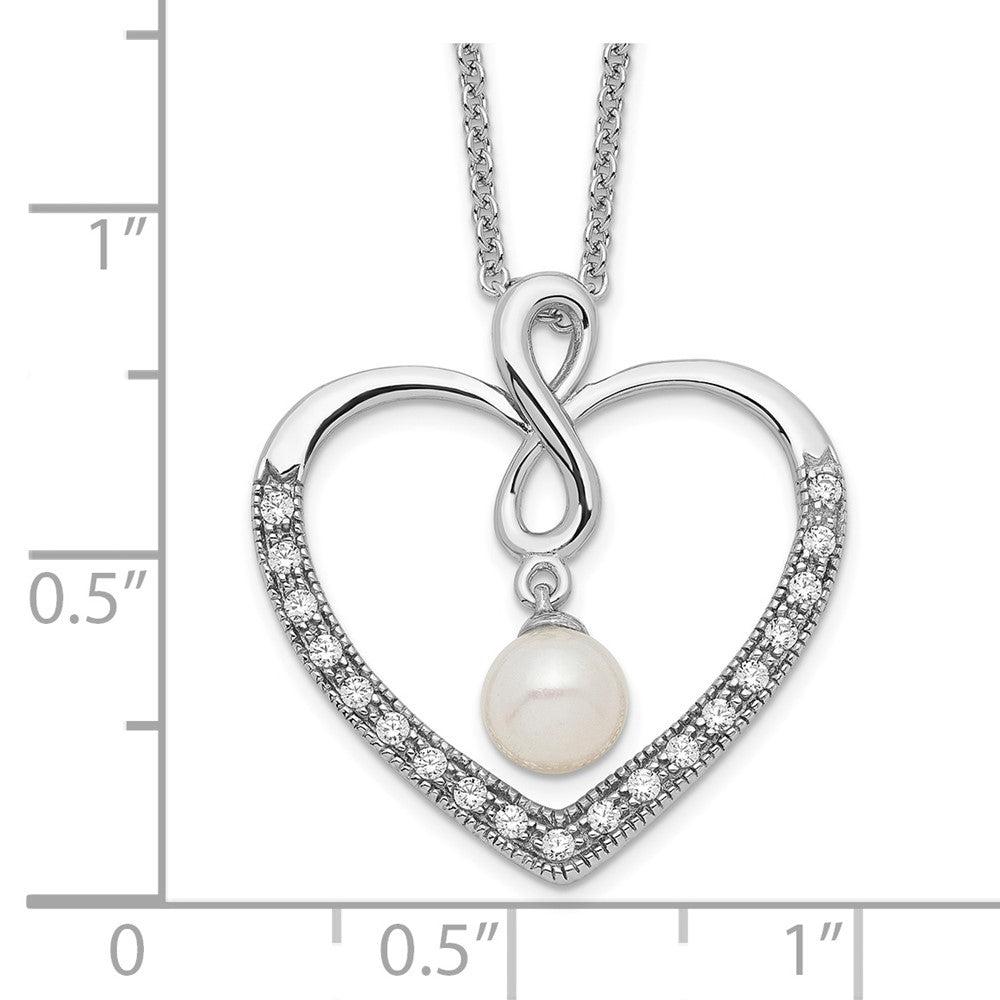 Sterlingsilber Sentimental Expressions Rhodiniert Zirkonia und Fw Zuchtperle My Freund 18 Zoll Herz Halskette