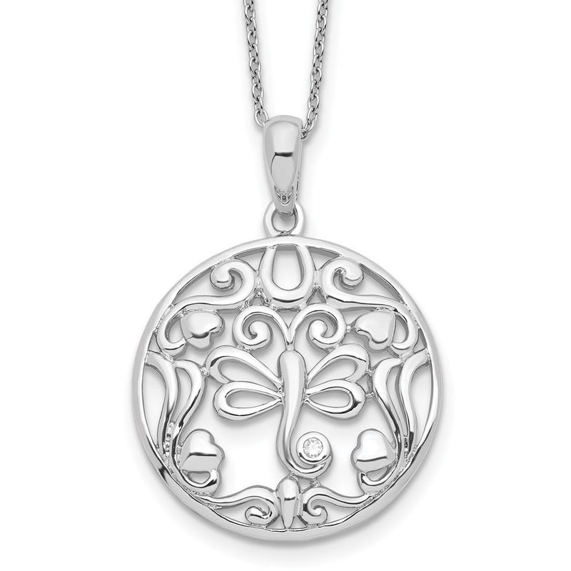 Sterlingsilber Sentimental Expressions Rhodiniert Zirkonia Lovebug Schmetterling 18 Zoll Halskette