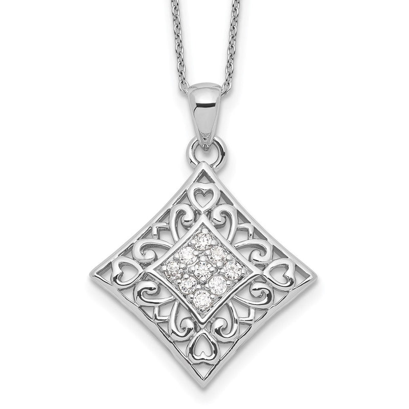 Sterlingsilber Sentimental Expressions Rhodiniert Zirkonia I Liebe You All Year Lang 18 Zoll Halskette