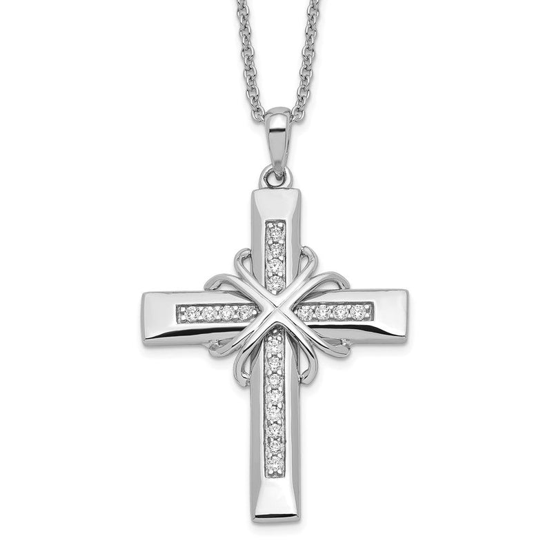 Sterlingsilber Sentimental Expressions Rhodiniert Zirkonia Steadfast Liebe 18 Zoll Kreuz Halskette