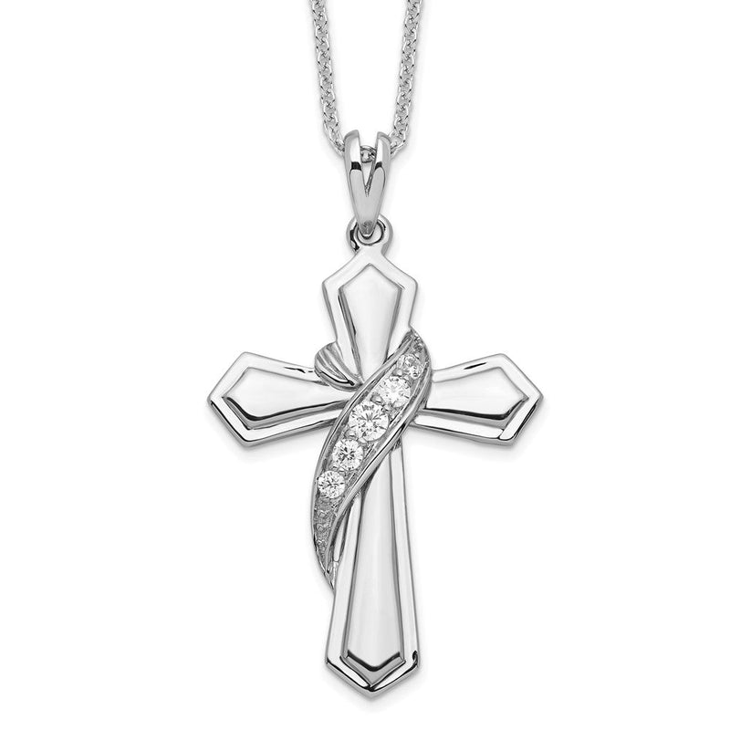 Sterlingsilber Sentimental Expressions Rhodiniert Zirkonia My Journey Of Hoffnung 18 Zoll Kreuz Halskette